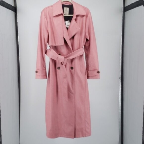 Free People Morrison Trench Long Coat Vegan Leather Front Button Closure… - Picture 5 of 8